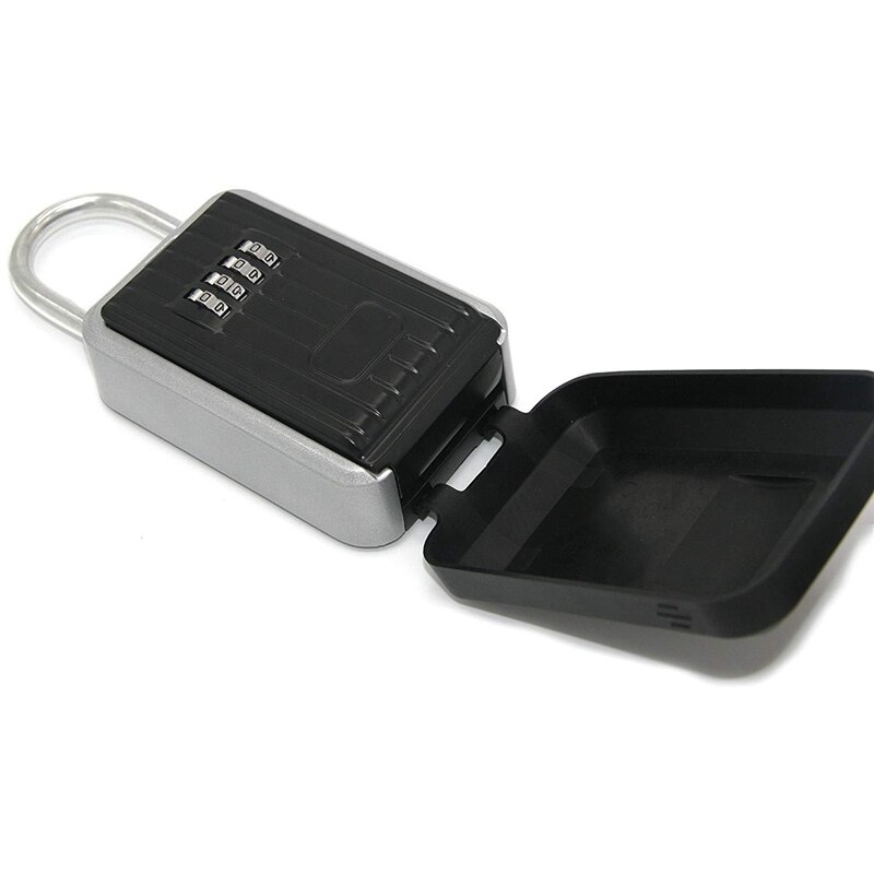 MOOL 4-Digit Key Lock Box Combination Wall Mounted Lock Box Weatherproof Resettable Portable Lock Box (with Waterproof Cover)