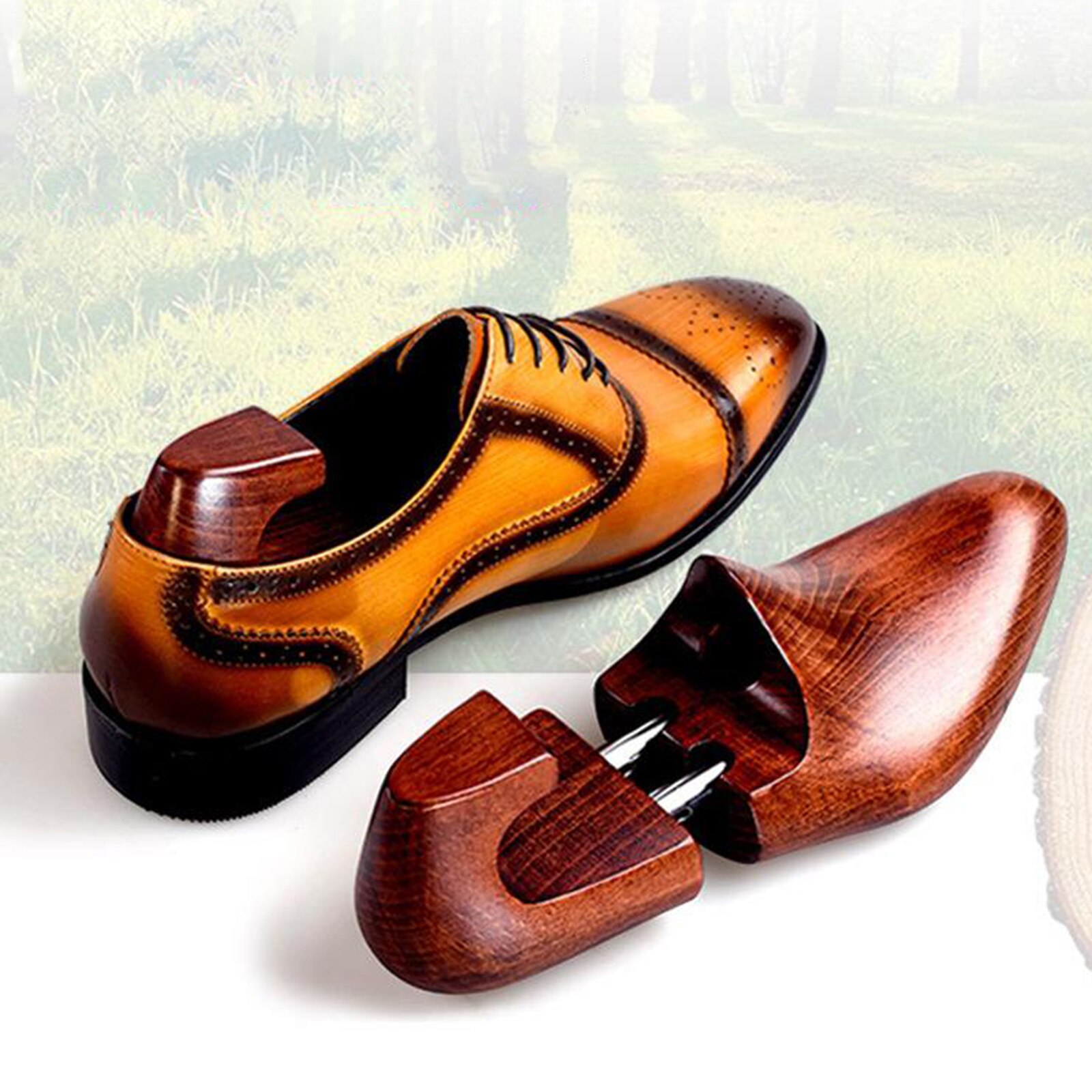 Alargador de árvore de sapato madeira natural modelador ajustável para sapatos casuais/de couro