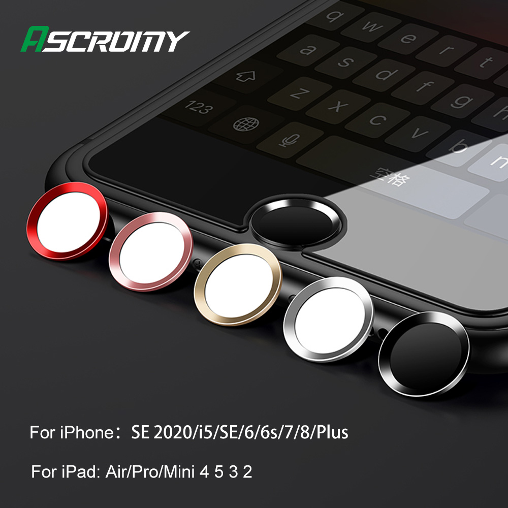 Dla iPhone SE 2020 5s 5 6s 7 Plus 8 4S iPad Pro Mini Touch ID przycisk Home naklejka aluminiowy metalowy pierścień identyfikacja linii papilarnych