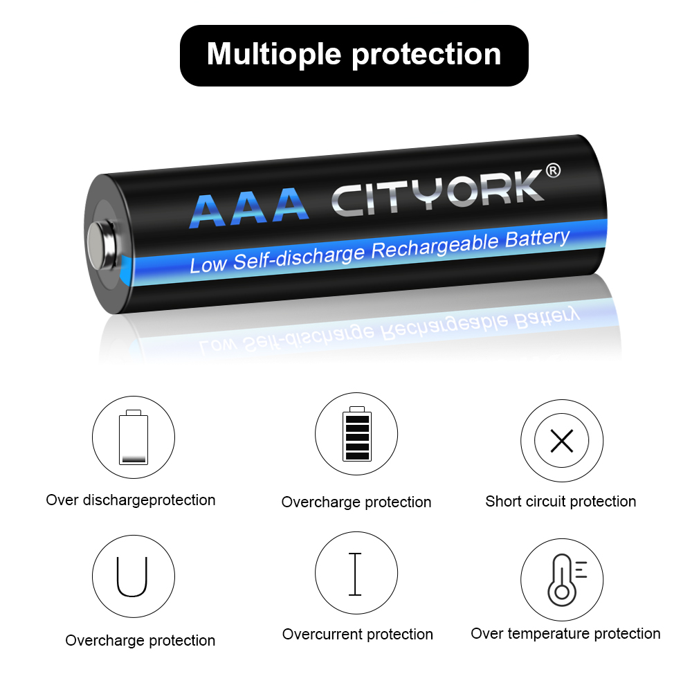 CITYORK-pilas recargables de 1,2 V, AAA, 1100mAh, NI-MH, 3A, 4 ranuras, LCD, USB, cargador de batería recargable de 1,2 V, AA, AAA