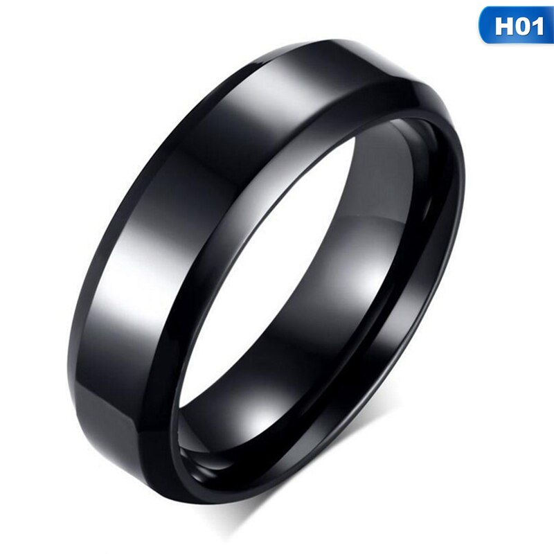 Anillos negros de acero inoxidable para mujer y hombre, joyería con abalorio,