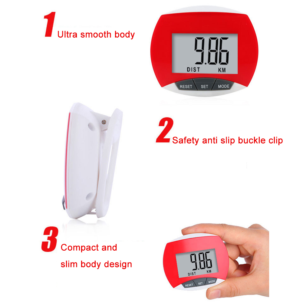 Loopafstand Stappenteller Digitaal LCD-scherm Loopafstandsmonitor Multifunctionele stappenteller voor heren Dames Kinderen Volwassen