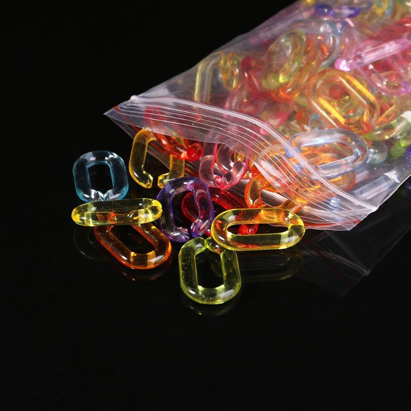 Chaîne en acrylique pour perroquet, 100 pièces/paquet, jouet en plastique pour oiseau, chaîne support à maillons ouverts, Clips pour perroquets, crochets, jouets à monter soi-même