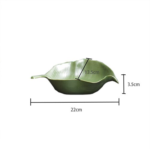 Jinserta keramische opbergschaal, sieraden display bord, groen blad dessert fruit cake snack noten bord, bureau diversen decoratie schaal: A