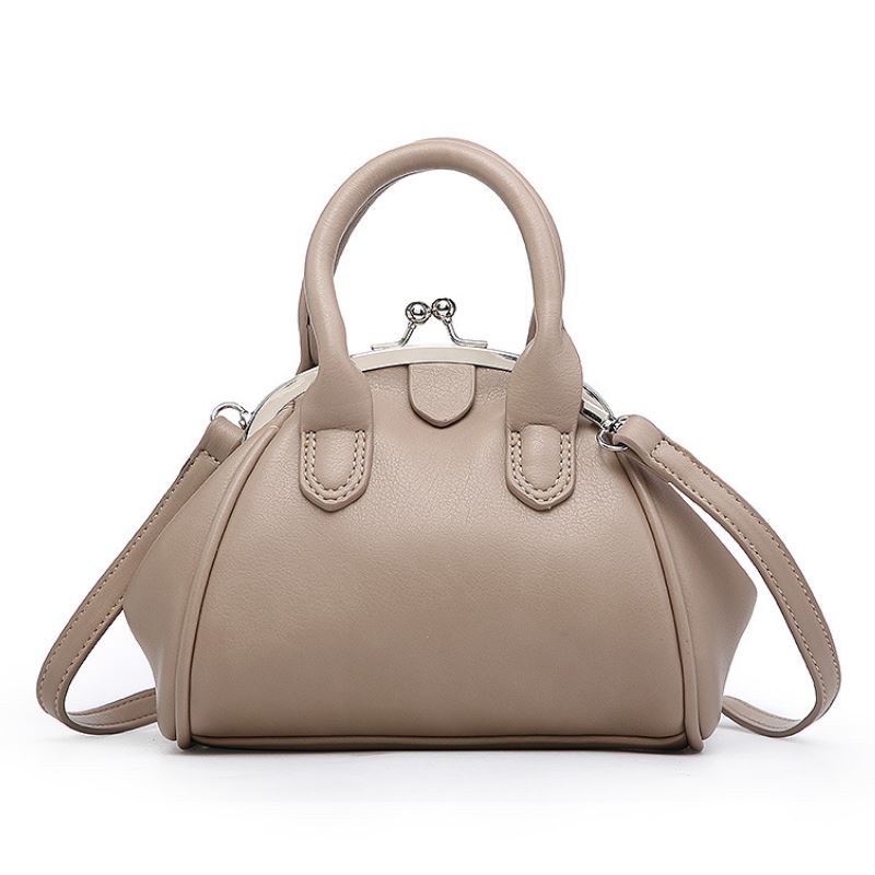 Coolcept Women Pu Leather Handbag Shell Wrist Bag For Women Metal Trap Shoulder Ladies Bag Casual Daily Bag: Khaki