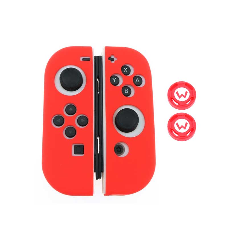 YuXi-funda protectora de silicona suave para Nintendo Switch NS NX Joy-Con + tapas de mando para Switch Joy Con: A-A