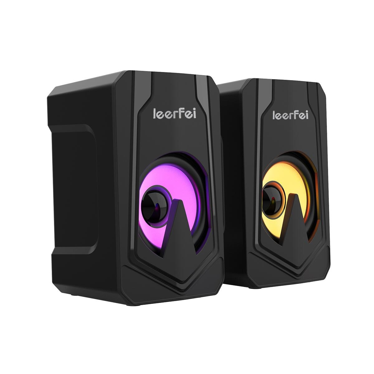 Computer Speakers Subwoofer LED Colorful Lighting RGB Gaming Speakers For Desktop Laptop Home Theater System USB Wired SoundBox