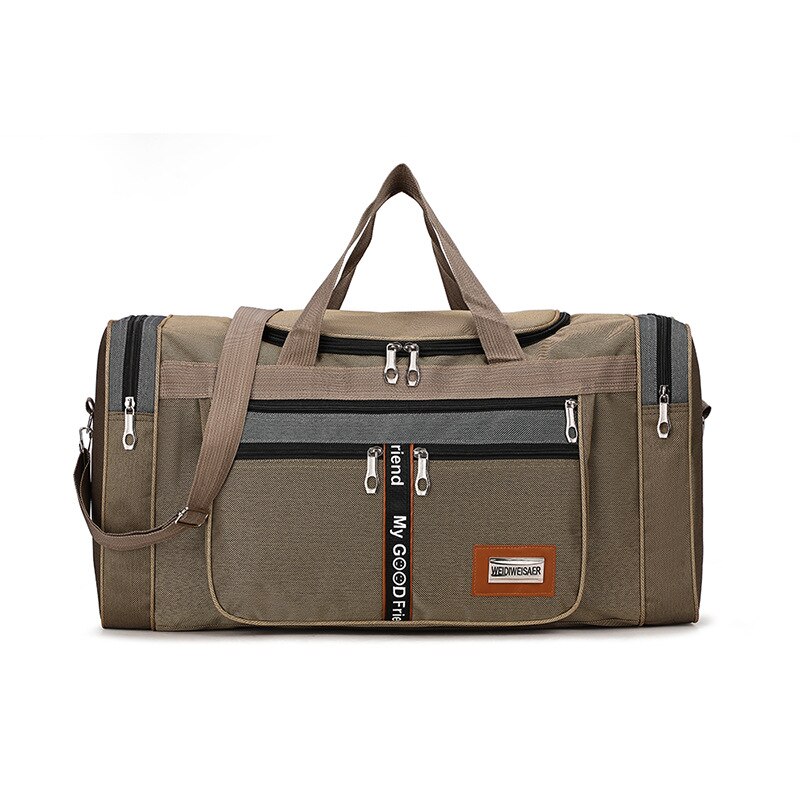 Men's Luggage Travel Bag Large Capacity Women Weekend GYM Yoga Fitness Bags Handbag Nylon Big Duffle Bag: Khaki