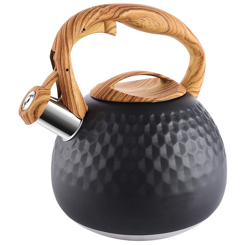 Kachel Top Rvs Theepot Food Grade Theepot Met Houtnerf Handvat Geschikt Fluitje Ketel: Donkergrijs