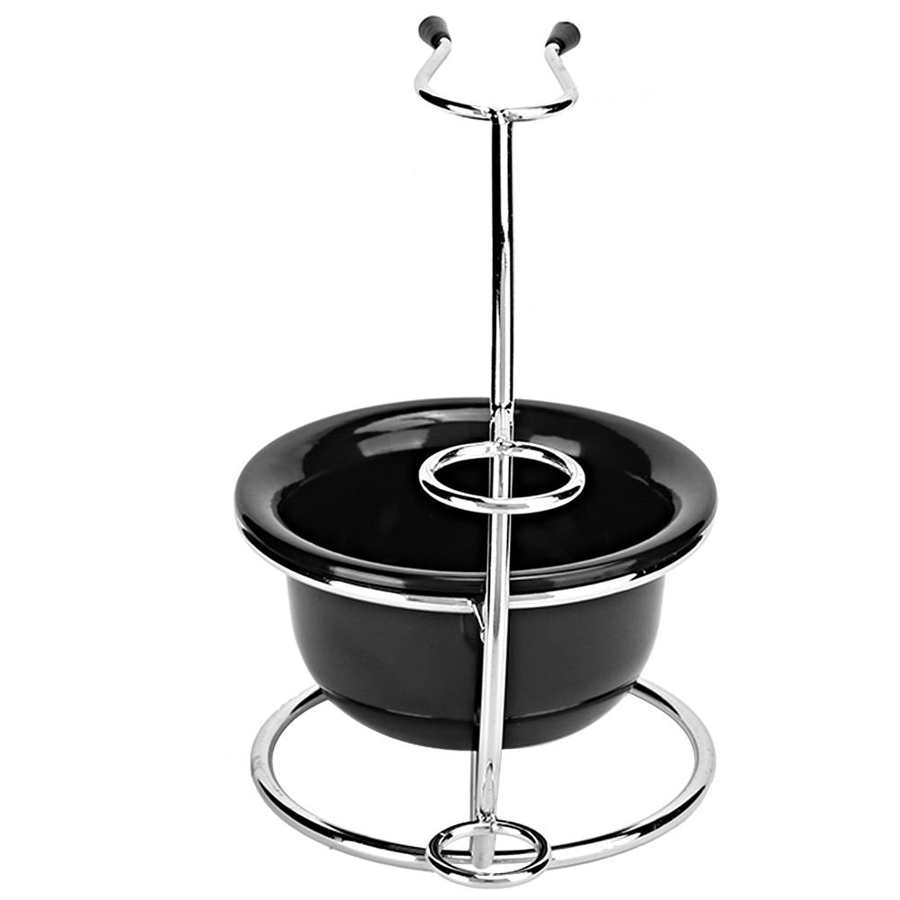 Metal Shaving Stand Holders Foaming Soap Bowl Beard Shaving Tool Set Beard Brush Holder Shaving Cleaning Supplies