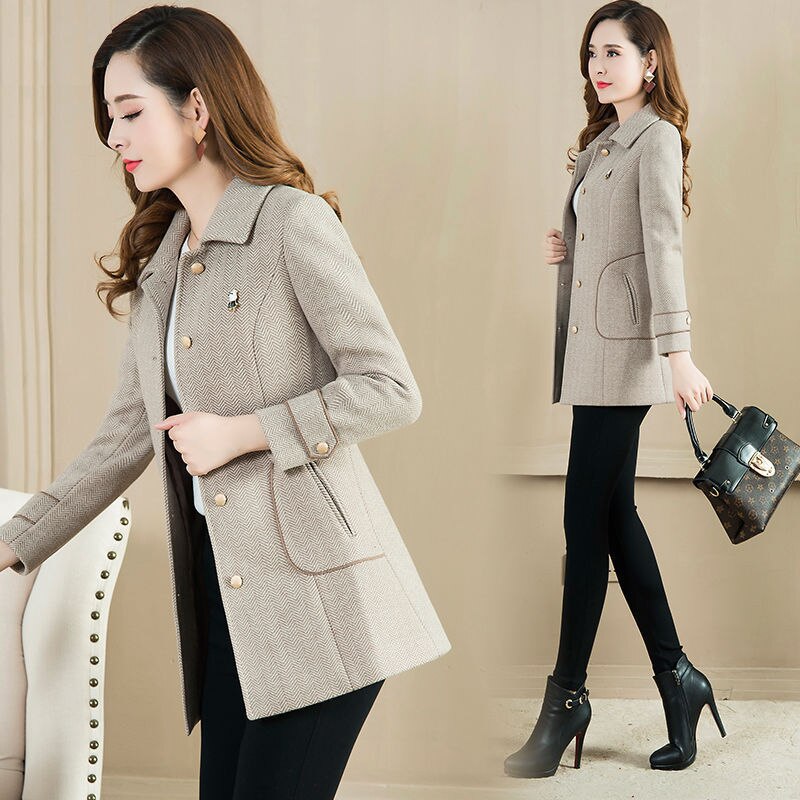 Woolen Coat Women Mid-length Autumn And Winter Thick Women Woolen Jacket Casual Wild Female Jacket