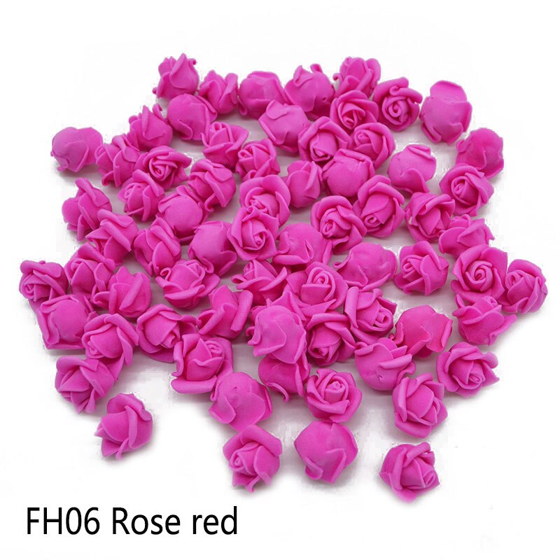 100Pcs/lot 2cm Mini Foam Rose Artificial Flower Heads DIY Craft Decorative Wreath Christmas Wedding Gif Box Decoration: FH06