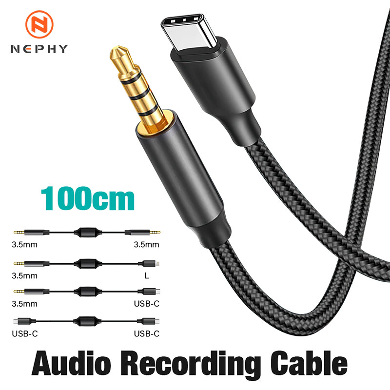 For iPhone 3.5mm To USB C 3.5 L Audio Cable Bidirectional Transcriber Internal Recording Aux Adapter For Laptop Connector Cord
