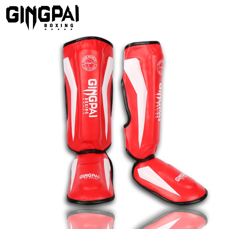 Espinilleras de boxeo para hombres y mujeres, equipo de Kickboxing, protectores de kárate, Sanda, Muay Thai, 1 par: Rojo / L 160 CM - 195 CM