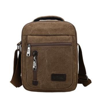 Koreansk herrväska multifunktionell bärbar vardagsväska i canvas retro axelväska: Brun