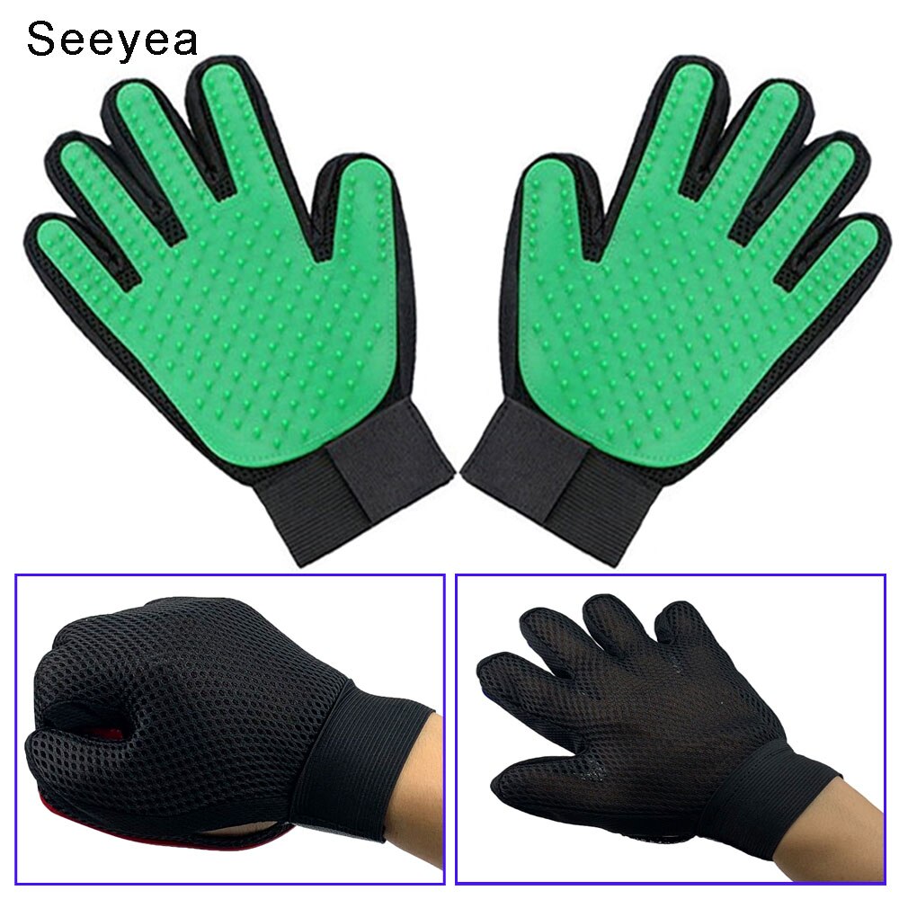 Seeyea-guante de aseo para mascotas, cepillo de silicona para quitar el pelo de gatos, peines de limpieza, guantes de masaje para el cuidado de gatos