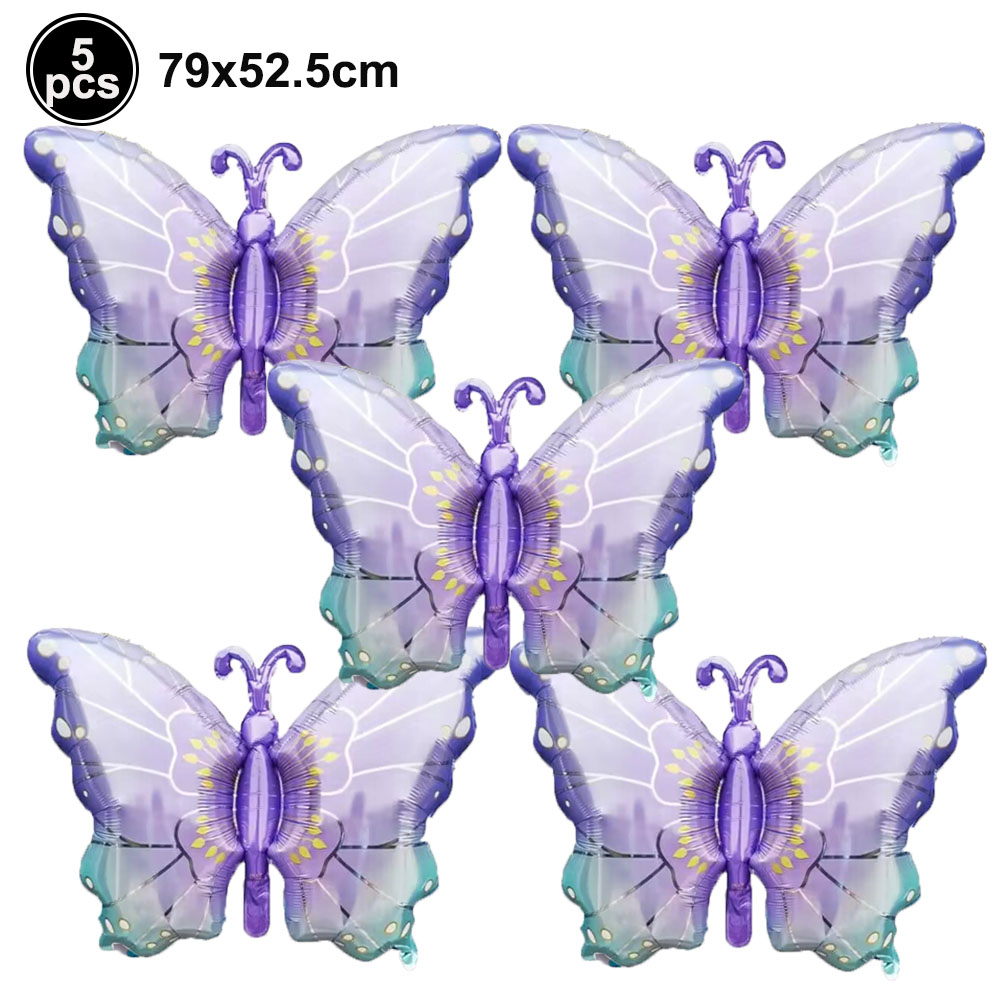 5 uds. Globos coloridos de papel de aluminio con forma de mariposa, globos con temática de mariposa, decoraciones para de cumpleaños, boda, Baby Shower