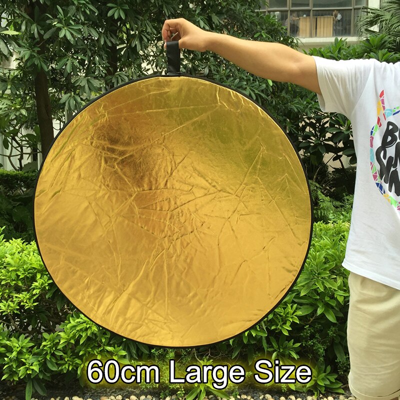 60cm Collapsible Reflector Portable Round Eye Light Gold Silver Diffuser for Outdoor Studio Photo Vlog Soft Photography Lighting