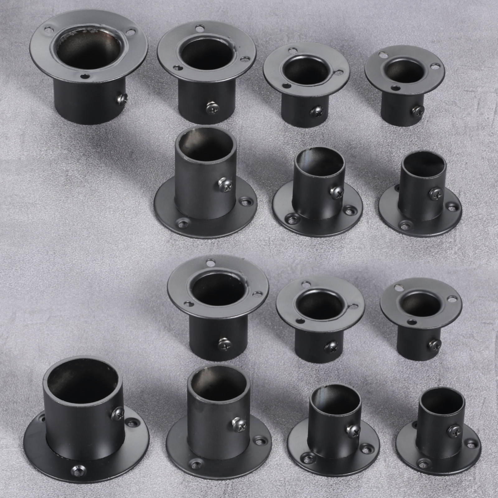 DRELD 2Pcs Black Wardrobe Hanging Rail Rod Pole Socket End Support Bracket Stainless Steel Flange Holder for 19/22/25/32mm Da