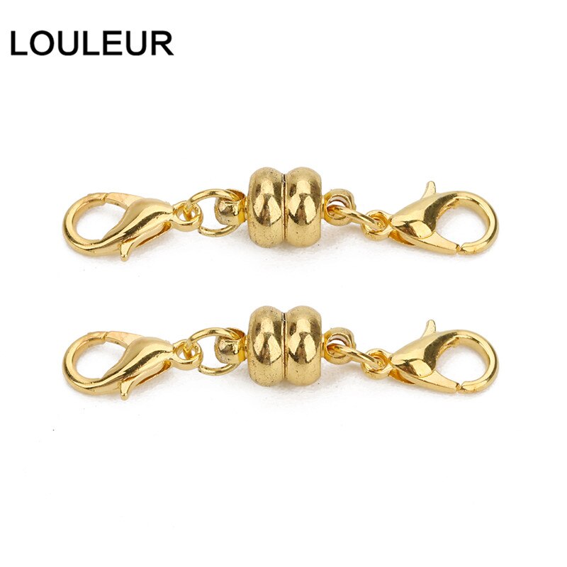 10set/lot 38*7mm Copper Magnetic Clasps With Lobster Clasps Connectors For Necklaces Bracelets Clasp Hooks DIY Jewelry Findings