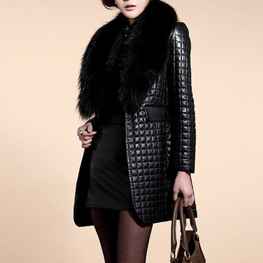 Frauen Oberbekleidung Mäntel Jacken Faux Leder Pelz Langarm Mantel Jacke Oberbekleidung Weibliche Winter Warme Lange Mantel