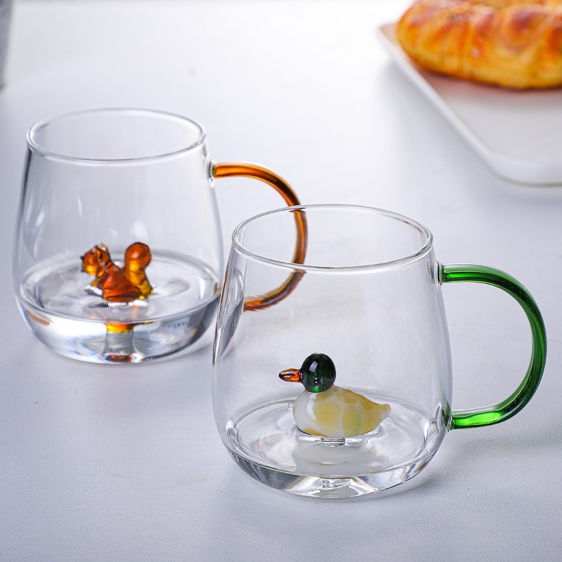 380ML Cartoon Animal Shape Glass Home Cute High Borosilicate Glass Single Layer Cup Living Room with Guests Juice Cold Drink Cup