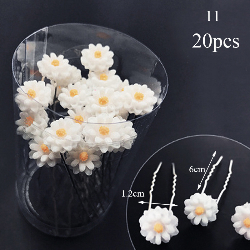 20 pçs feminino grampos de cabelo flor hairpin vara casamento nupcial cristal pérola grampos de cabelo em forma de u presilhas acessórios para o cabelo: ROXO