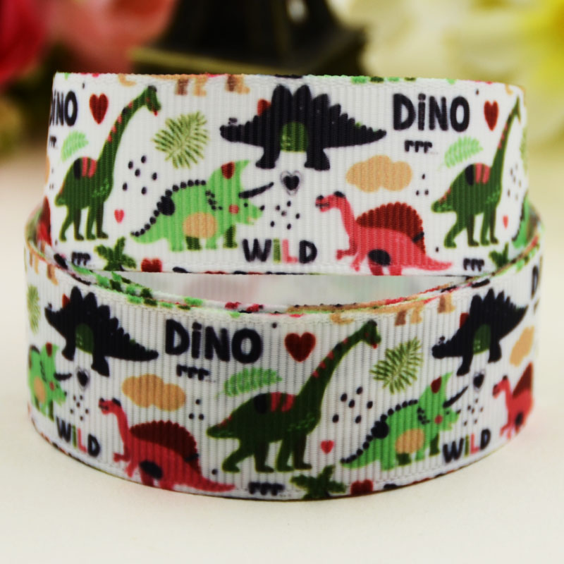 7/8 ''22 Mm, 1" 25 Mm, 1-1/2 "38 Mm, 3 "75 Mm Dinosaurus Gedrukt Grosgrain Lint Partij Decoratie 10 Yards X-02495