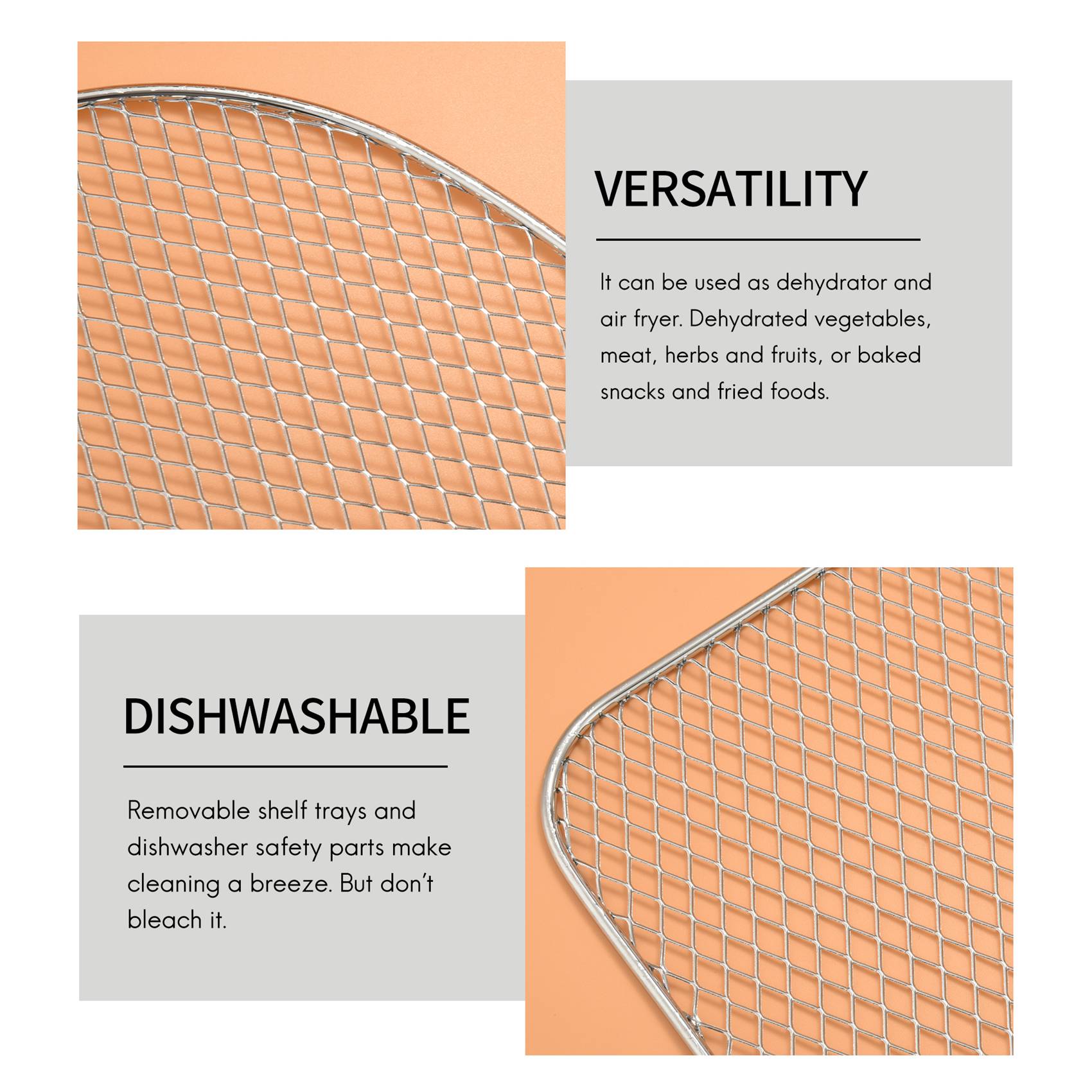 Dehydratorrek voor luchtfriteuse-oven, 6 Quart luchtfriteuse-accessoires, gedehydrateerd fruit en vlees, luchtrek, uitdrogingsbak 3-delig