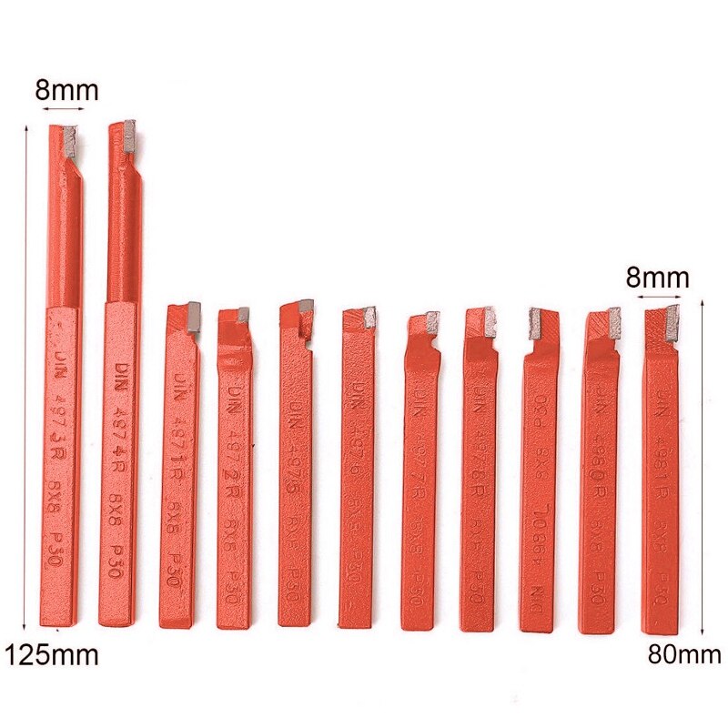 11Pcs 10X10 Mm, carbide Tip Getipt Bit Set Gesoldeerde Frees Gereedschappen Voor Metalen Cnc Draaibank, Lassen Draaien Gereedschaphouder