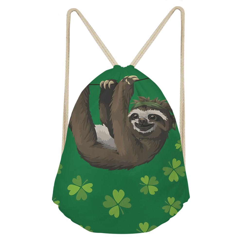 Haoyun schattige boom luiaard geschilderde trekkoord tassen voor vrouwen meisjes linnen trekkoord rugzak rugzak reis opbergzak druppelaar: Cdyh 1047 z 3