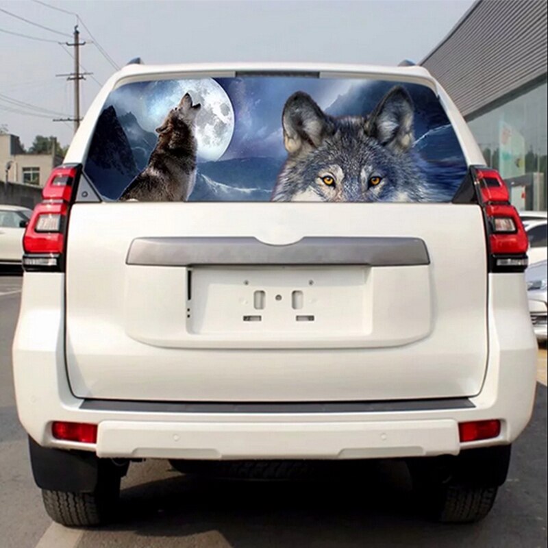 Autocollant de loup pour camion Jeep Suv, autocollant de pare-brise arrière 3D, décor d'affiche en verre de fenêtre arrière 57.9x18.1 pouces