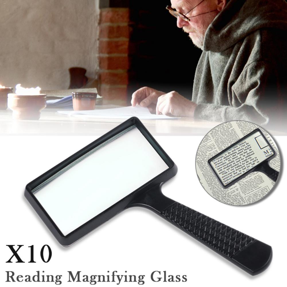 Tragbare Handheld 10X hoch Definition Rechteck Leselupe Glas Linse Lupe Für Alte Menschen Lesen Lupe Lupe Lupa