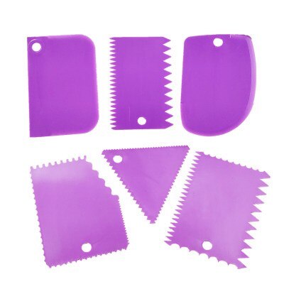 6PCS/Set Dough Cake Slicer Spatula for Cake Cream Scraper Pasty Cutters Scraper Irregular Edge DIY Smoother: Purple