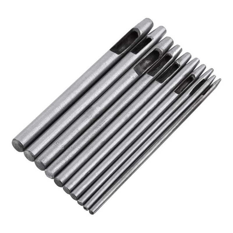 2Pcs Wood Pattern Graining Washable Empaistic Wood Texture Tool With 10Pcs Leather Hole Punch Cutter Punch Set 0.5-5Mm