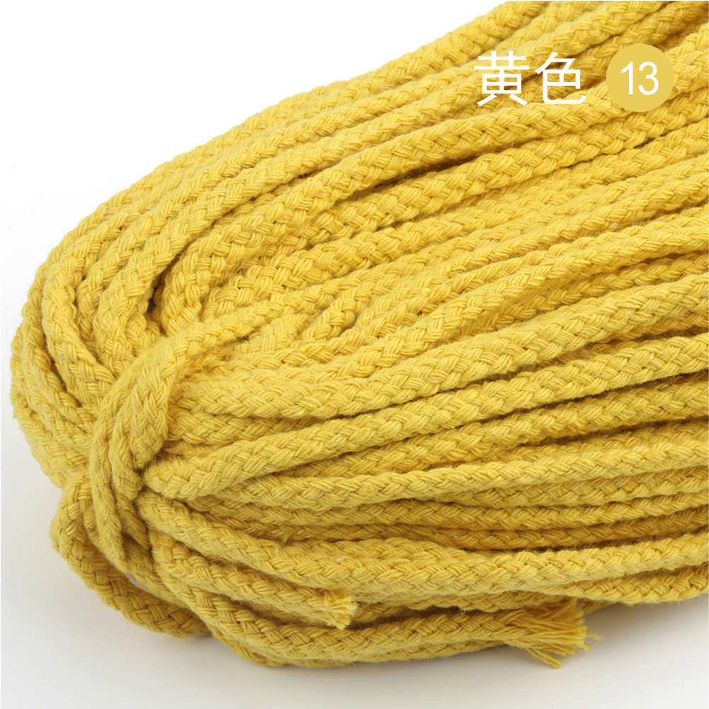 10Yards 5Mm Gekleurde Twisted Cord Touw 100% Katoenen Touw Cords Craft Decoratieve Twisted Diy Handgemaakte Tas Trekkoord Accessoires: Yellow