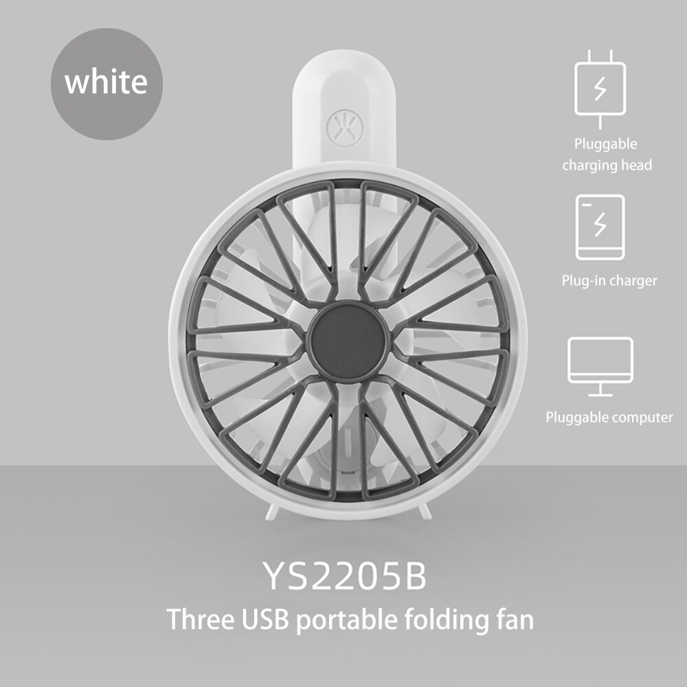 Mini usb-fläkt bärbar handhållen fläkt 180 ° rotation laddningsbart inbyggt batteri 500 mah praktisk luftkylningsfläkt för utomhusbruk: Silver-