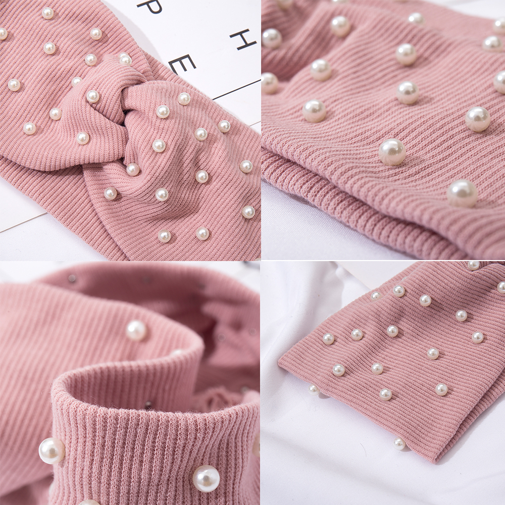 Bandeaux élastiques avec nœud pour femmes, bandeaux avec perles, turban, bandana, coiffure chaude, accessoires pour cheveux, sauna, automne, hiver