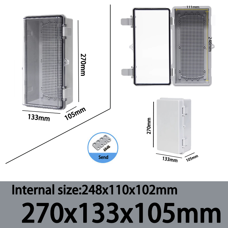 Caja de sellado electrónico impermeable para exteriores, carcasas ABS de distribución de cubierta gris/transparente IP66 con hebilla, caja de conexiones de plástico: 4XL / Naranja
