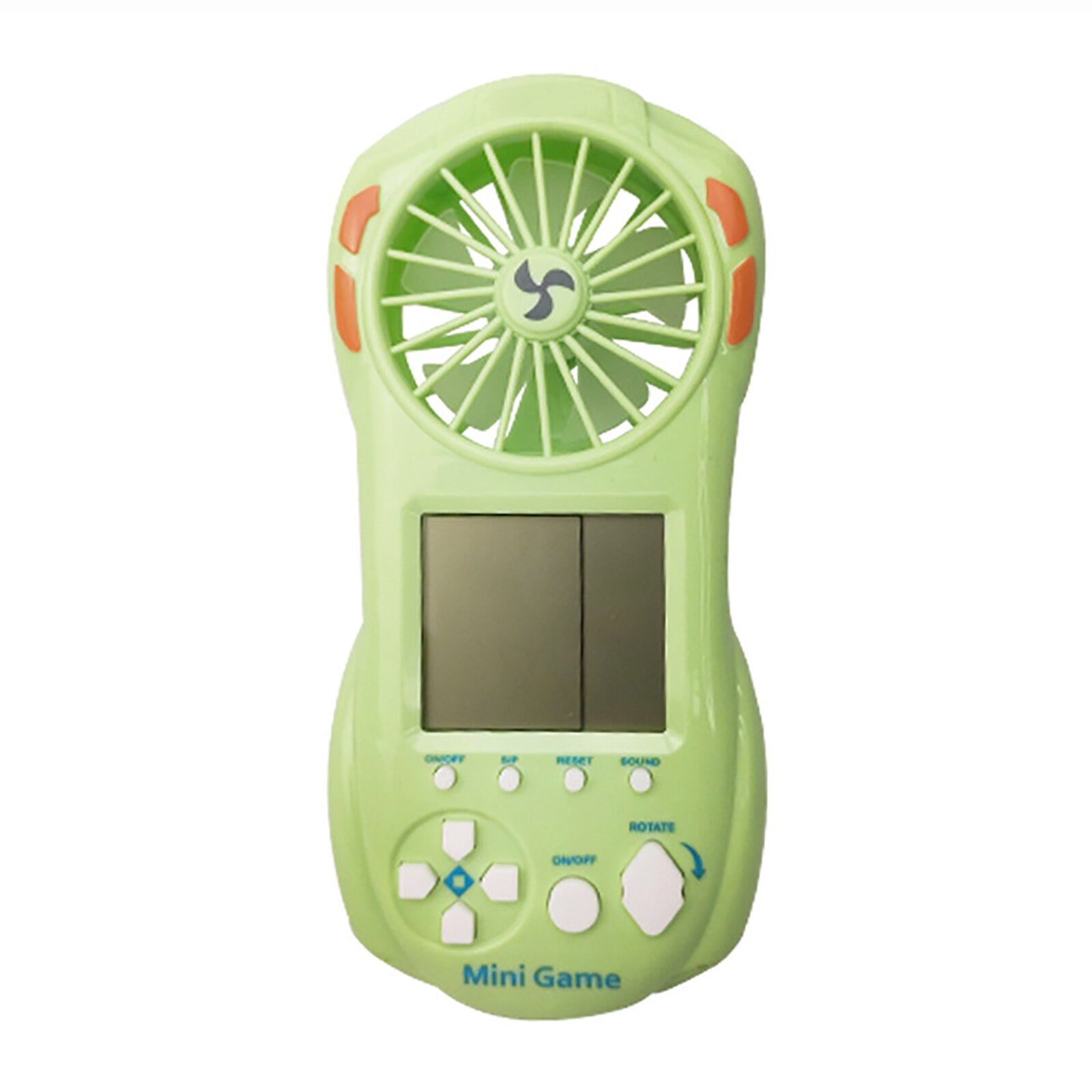 Handheld foldable retro game console with USB fan and color display 23 game console for Kids Adults: green