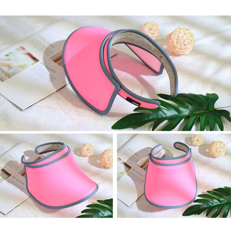 Sun Visor Hats Women Large Brim Summer UV Protecting Beach Outdoor Cap ALS88: Pink