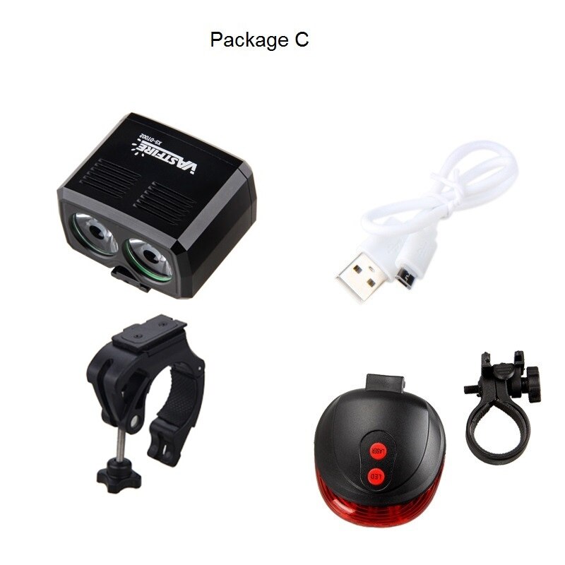 MTB USB Rechargeable mini Bike Light Set Powerful Lumens LED Front Bicycle light Headlight Road Cycling Safety Flashlight: Package C
