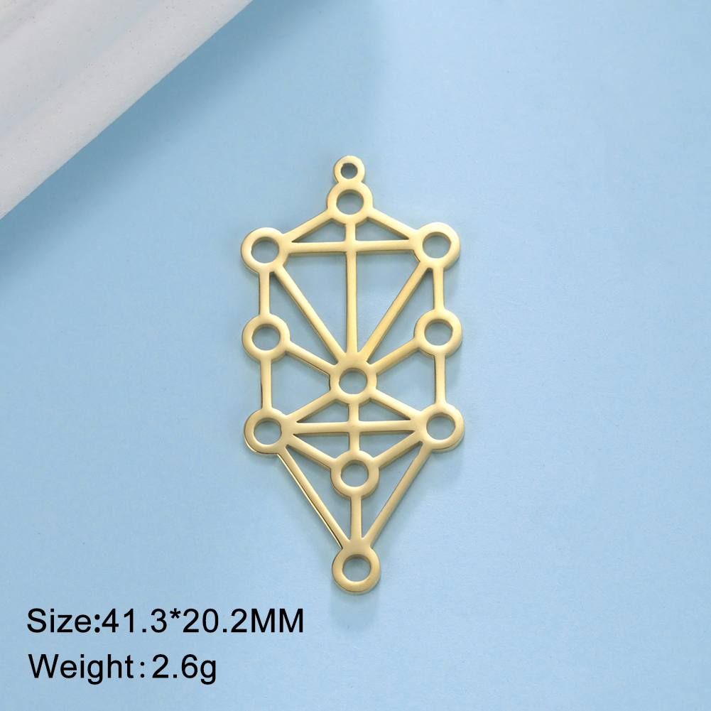 Dawapara Mystic Kabbalah Levensboom Spirituele Amulet Hanger Rvs DIY Bedels voor Sieraden Maken Chanoeka: Goud-kleur