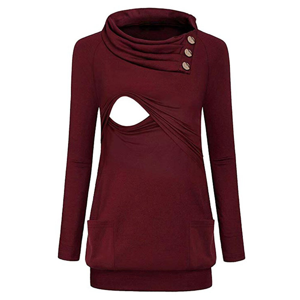 Black Knit Long Button Sleeve Maternity Top