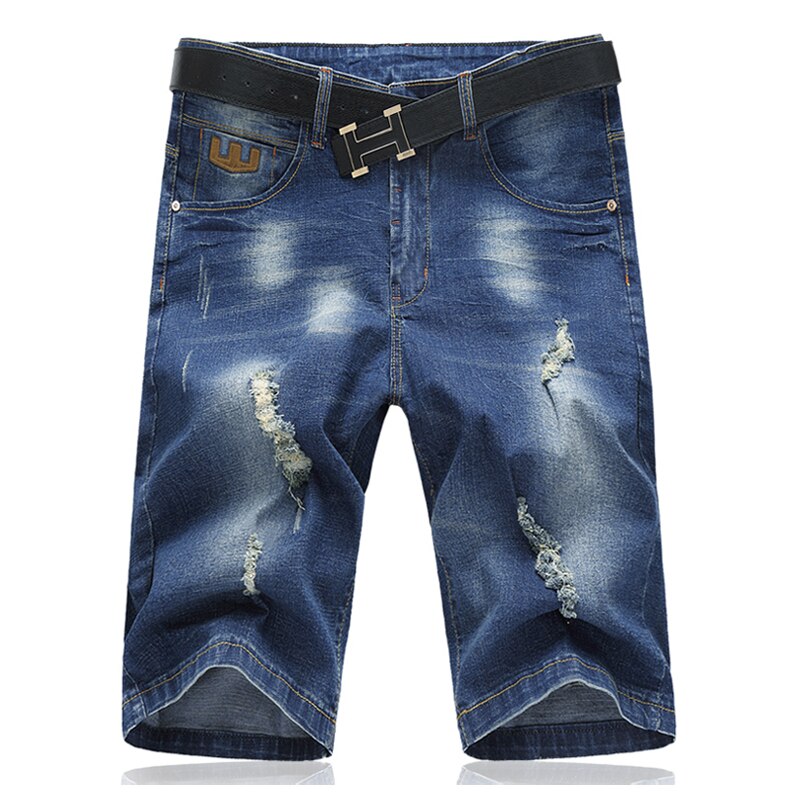 44 46 48 plus size heren denim shorts zomer stijl casual elastische gescheurde jeans heren merkkleding