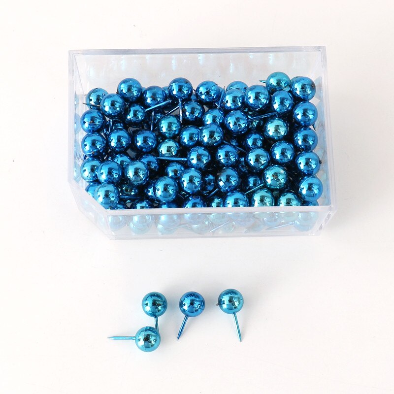 100 stk / kasse blå elektroforetisk overtrukket plastfarvet trykstifter thumbtacks rundt punkt push pins kort tommelfingerstifter pin: Default Title
