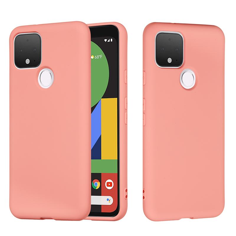 Vloeibare Siliconen Telefoon Shell Met Lanyard Compatibel Voor Google Pixel 4a 5G Pixel 5: for Pixel 5 / Roze