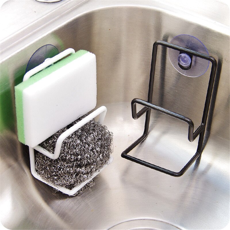 Metal Suction Cup Sink Drain Rack Wall Sucker Sponge Storage Drying Holder Kitchen Sink Soap Stand Dish Cloth Shelf Organizer
