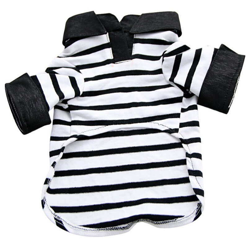 Dog Striped shirt Summer Pet Clothes Comfortable Cotton Dog Clothes Black and White Stripes Small Pet T shirt P