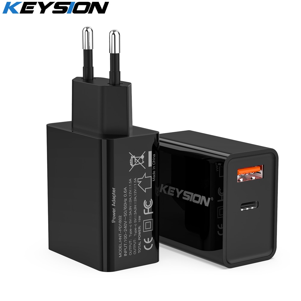 KEYSION PD Fast Charger 18W Dual USB Quick Charge 3.0 Charger For iPhone 13 12 11 Samsung Xiaomi Mobile Phone Charger Adapter